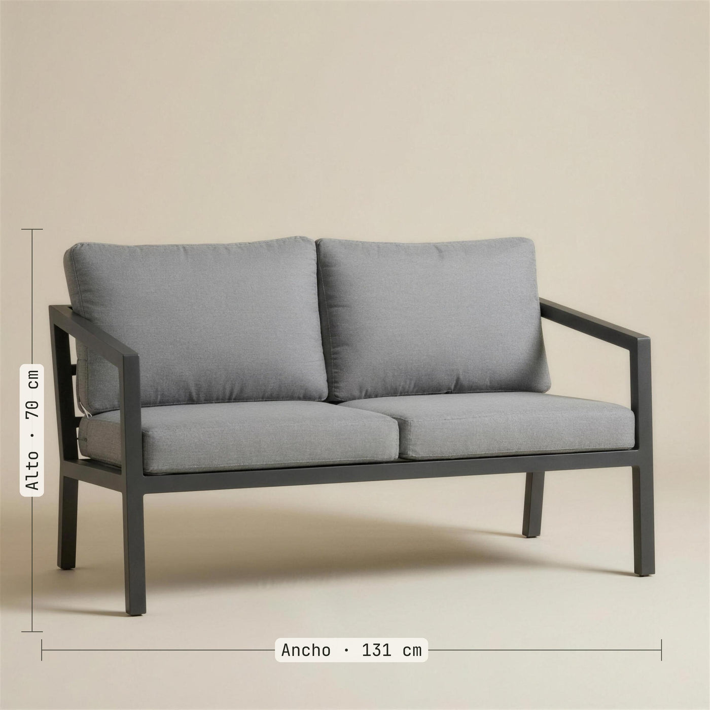 Medidas del sofa Acapulco de 2 plazas: 131 cm de ancho y 70 de alto. Se vende solo el sofa