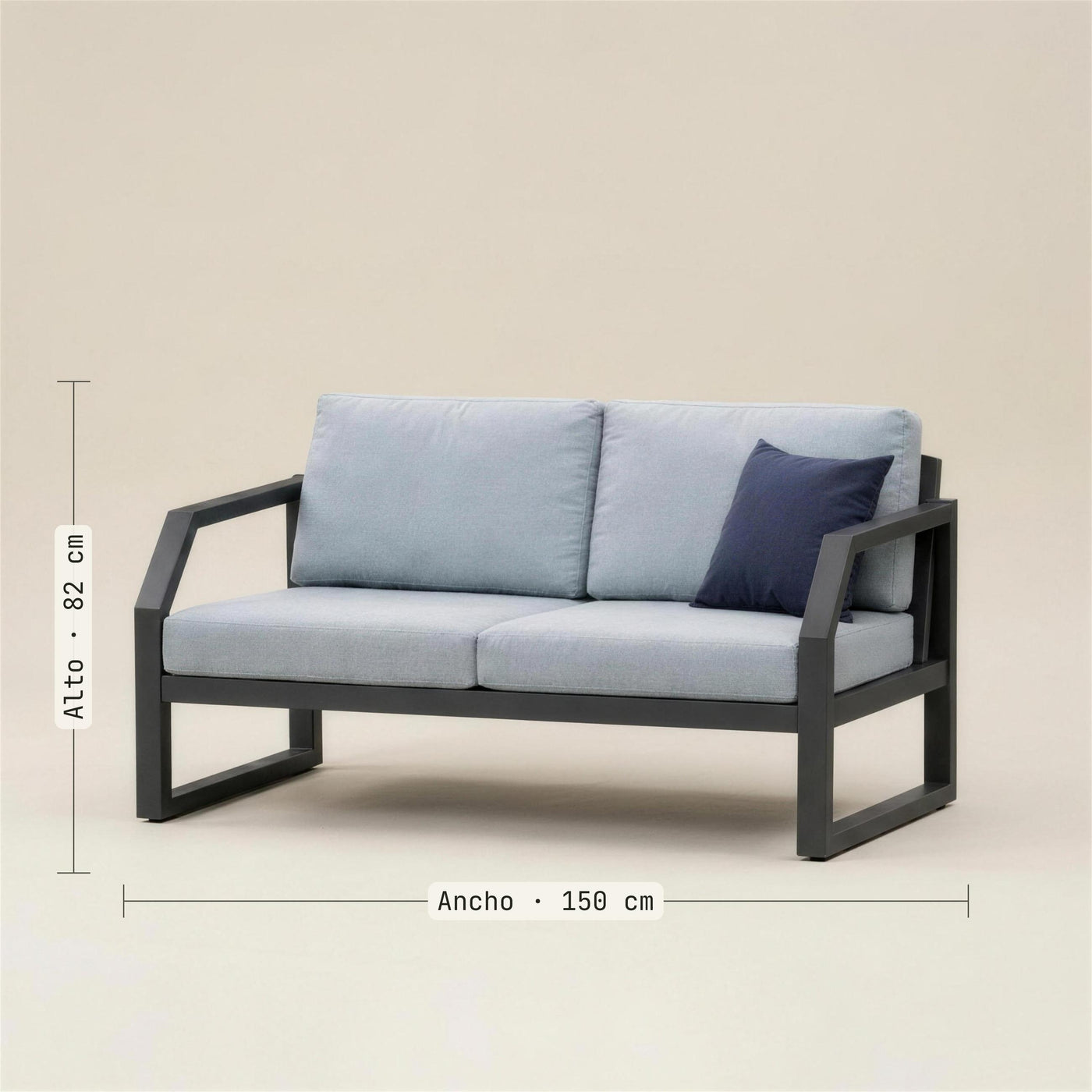 Medidas del sofa Bellagio de 2 plazas: 150 cm de ancho y 82 de alto. Se vende solo el sofa