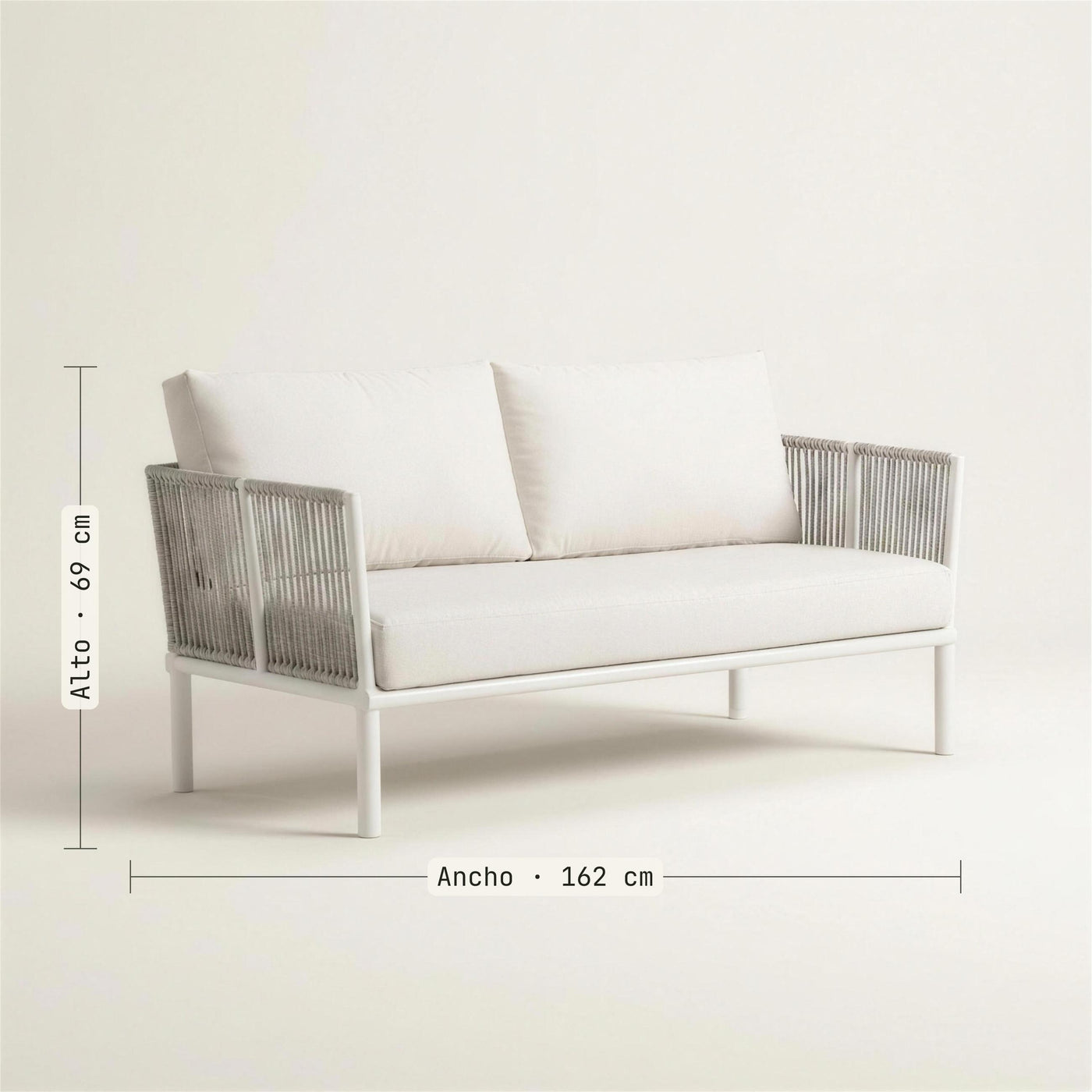 Medidas del sofa Cloe de 2 plazas: 162 cm de ancho y 69 de alto. Se vende solo el sofa