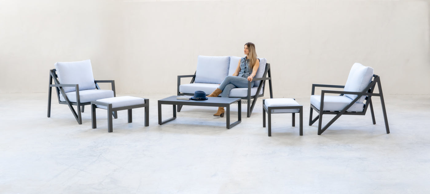 Set jardín 2 plazas · elegante | sofá 2 plazas + 2 sillones + mesa 4