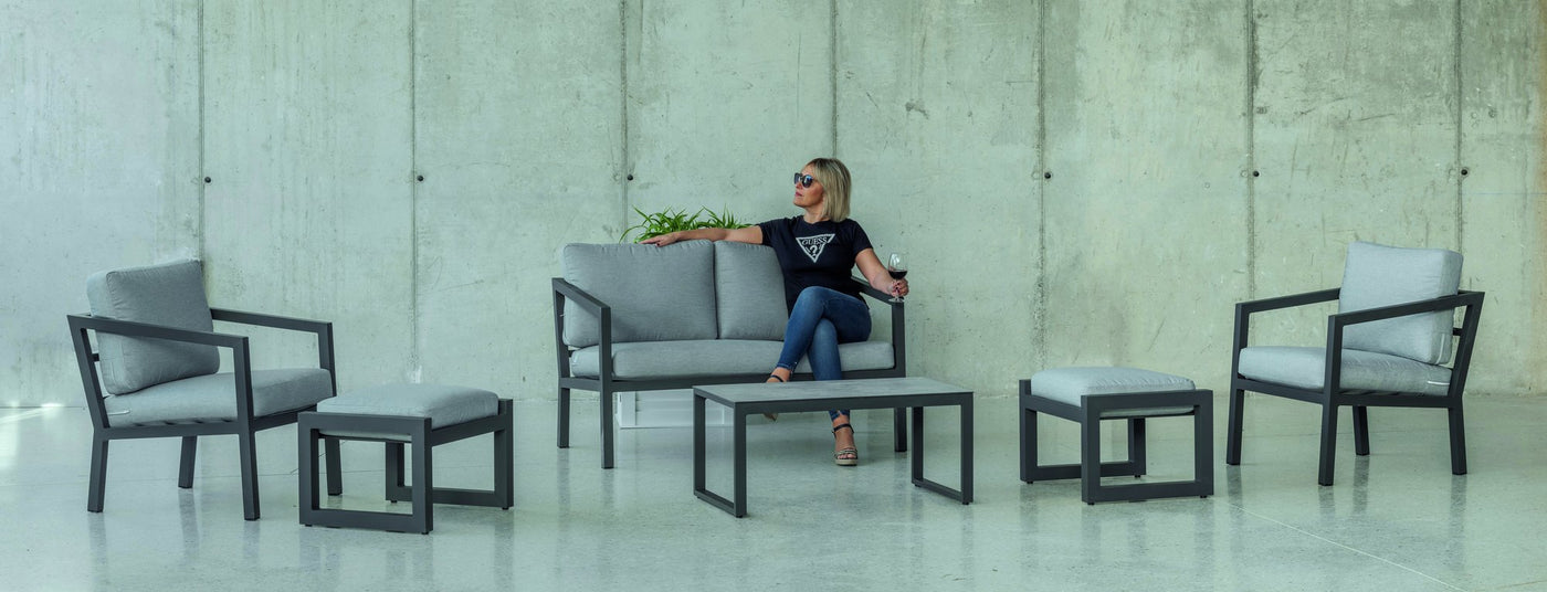 Set jardín 2 plazas · moderno | sofá 2 plazas + 2 sillones + mesa 4