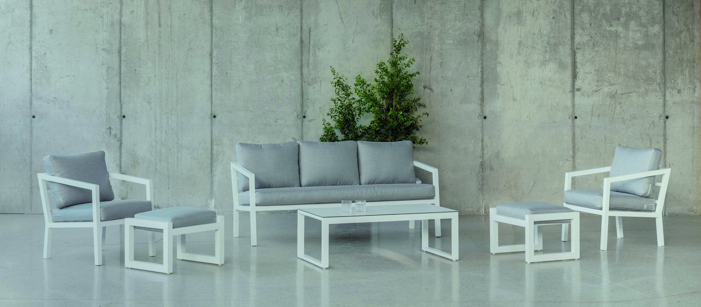 Set jardín 3 plazas · contemporáneo | sofá 3 plazas + 2 sillones + mesa 5