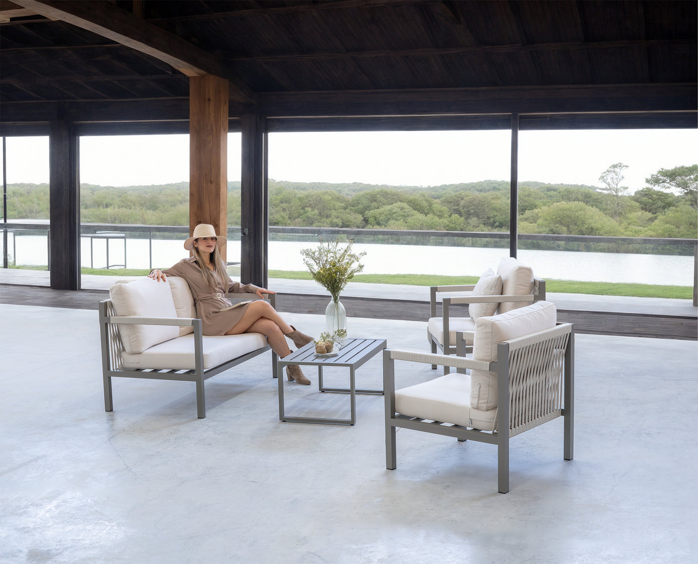 Set jardín 2 plazas · elegante | sofá 2 plazas + 2 sillones + mesa
