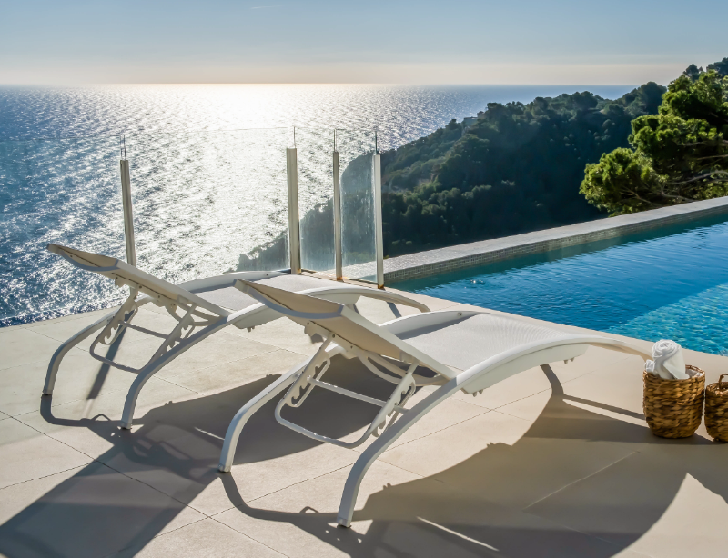 Tumbona exterior aluminio · con ruedas 58 cm · Iris