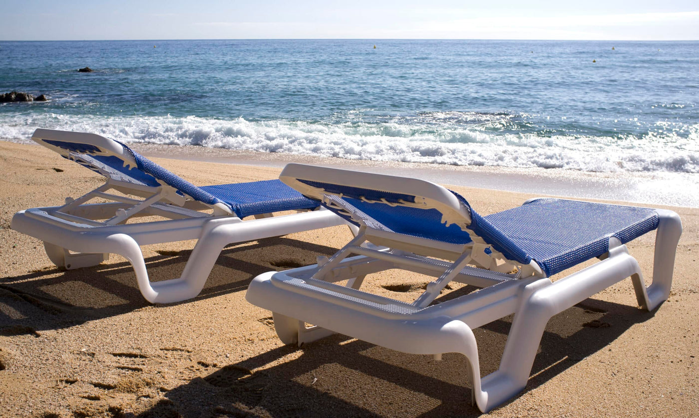 Tumbona exterior resina playa · 75 cm tela · Lola