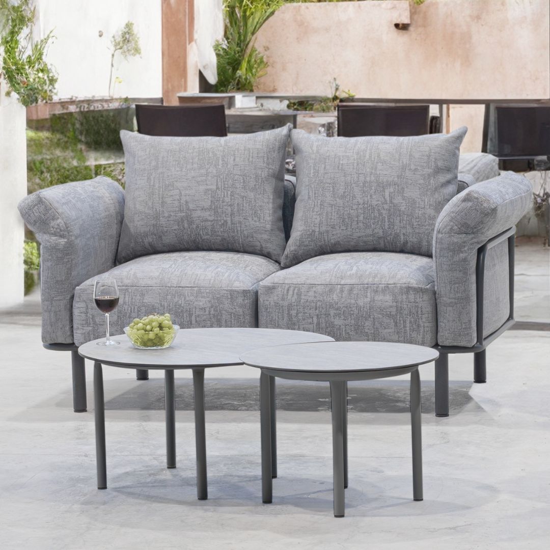 Sofá terraza aluminio 2 plazas · estilo contemporáneo | 166×90 cm