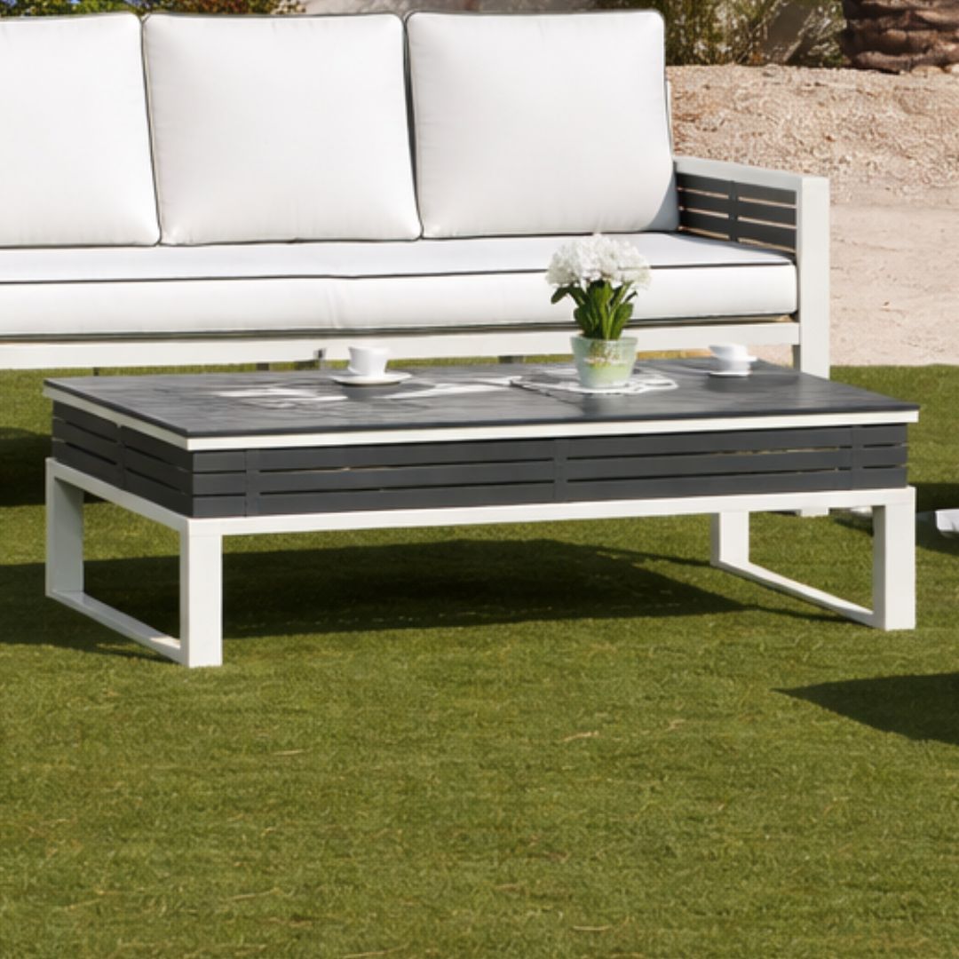 Mesa de centro exterior HPL 135 cm · altura 40 cm