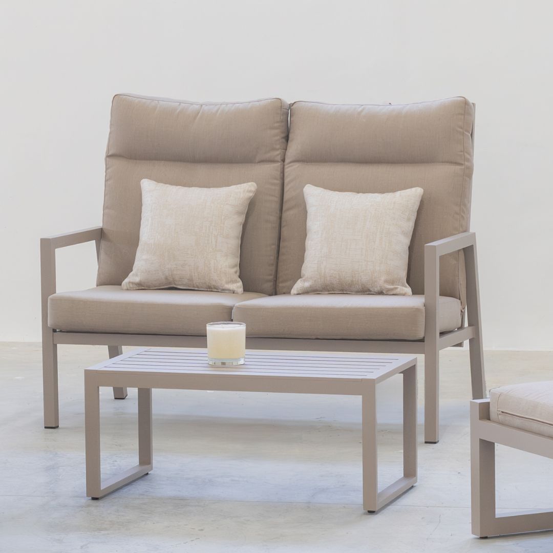 Sofá terraza 2 plazas · estilo moderno | 128×115 cm