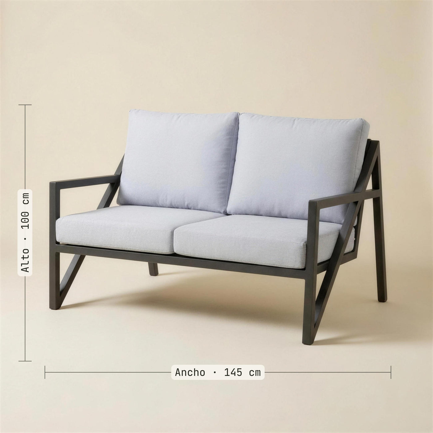 Medidas del sofa Albania de 2 plazas: 145 cm de ancho y 100 de alto. Se vende solo el sofa