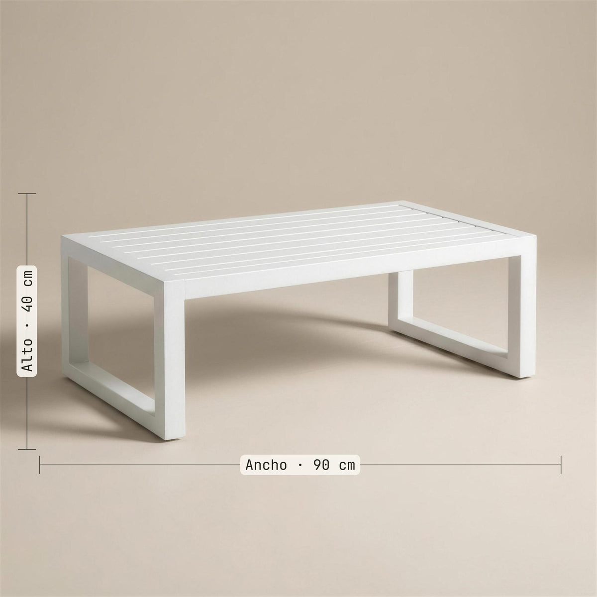 Medidas de la mesa de centro Universal: 90 cm de ancho y 40 de alto. Se vende solo la mesa