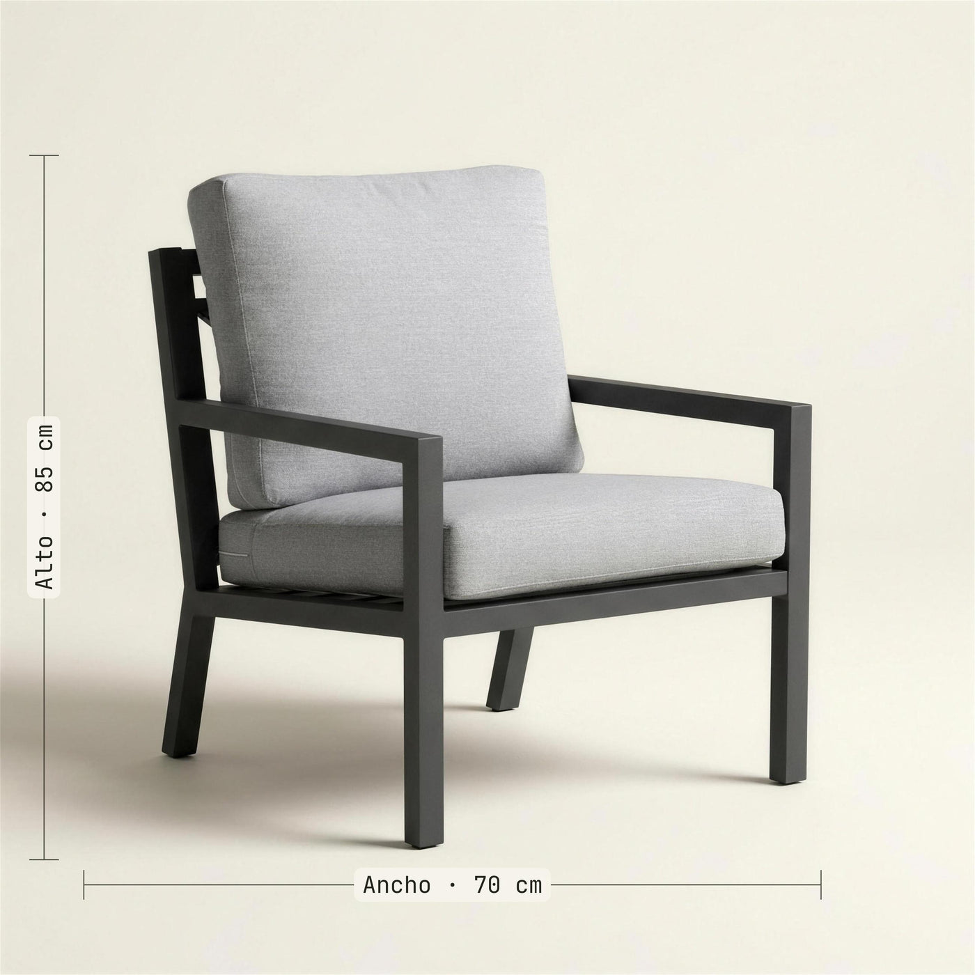 Medidas del sillon Dounvil: 70 cm de ancho y 85 de alto. Se vende solo el sillon; el reposapies no se incluye