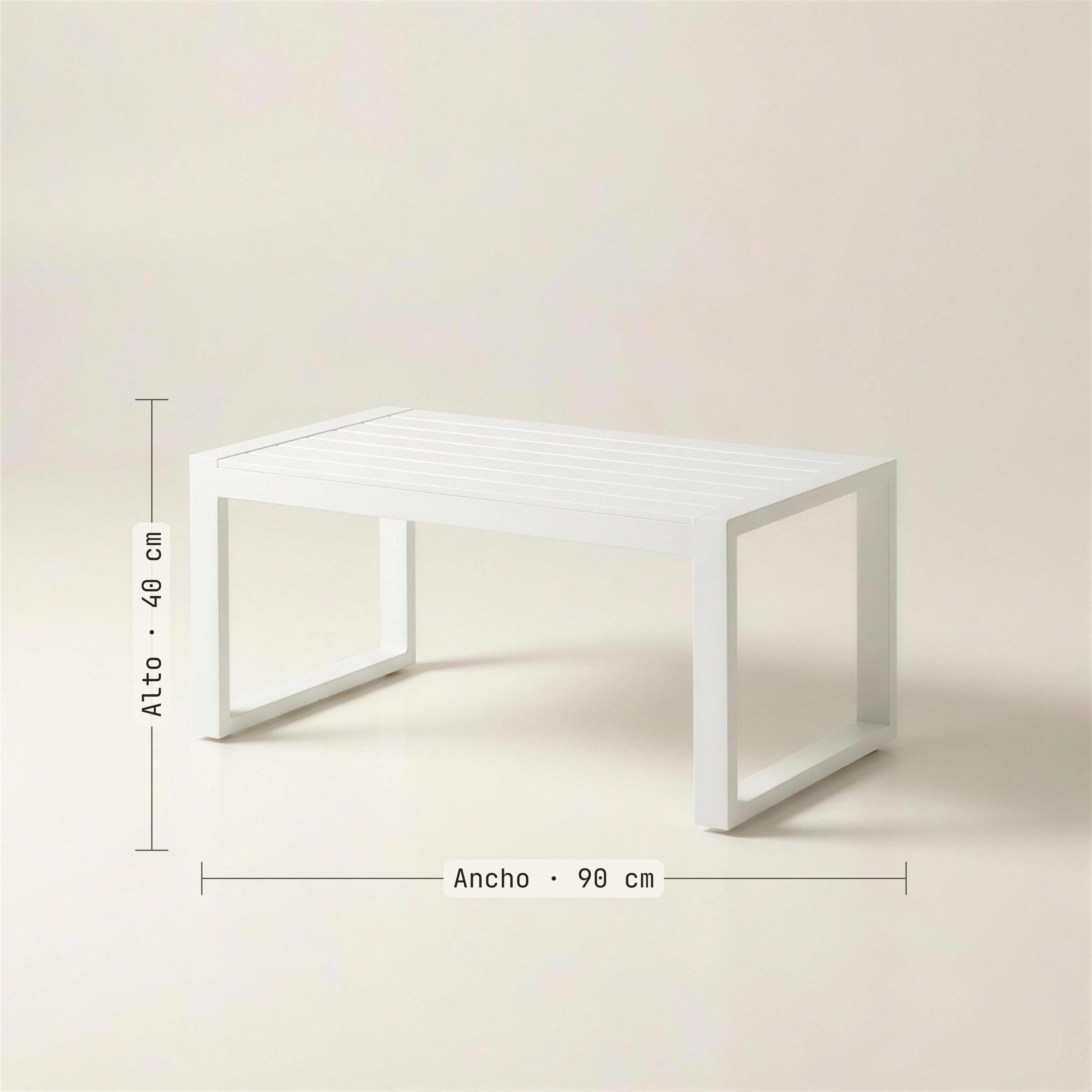 Medidas de la mesa de centro: 90 cm de ancho y 40 de alto. Se vende solo la mesa