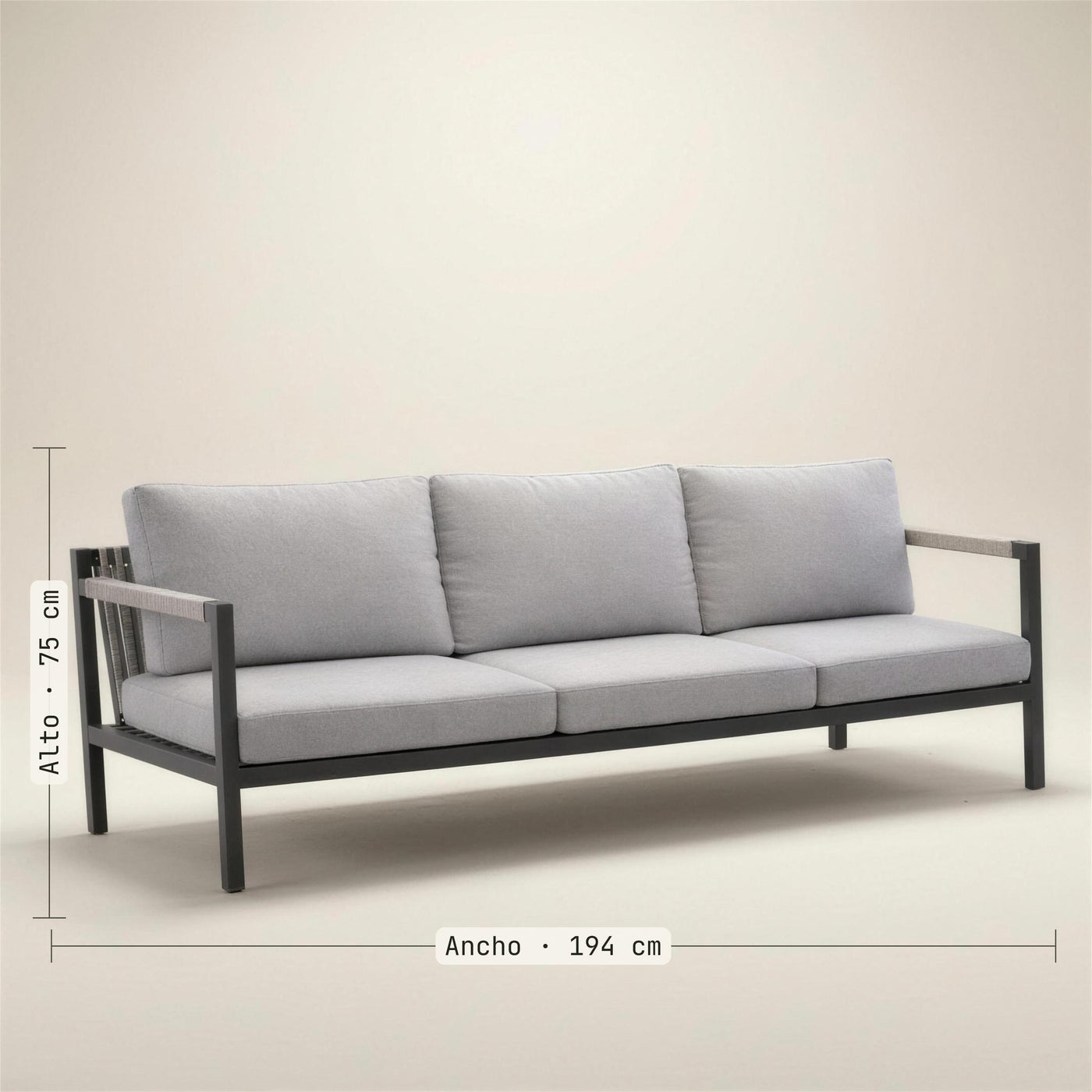 Medidas del sofa Damasco de 3 plazas: 194 cm de ancho y 75 de alto. Se vende solo el sofa