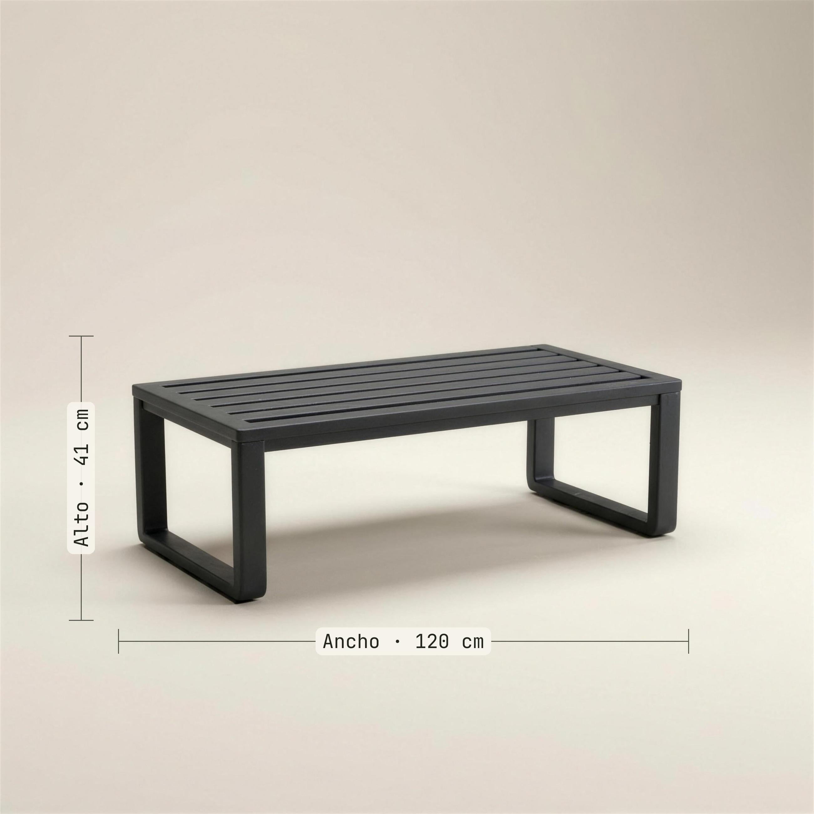 Medidas de la mesa de centro Saipros: 120 cm de ancho y 41 de alto. Se vende solo la mesa