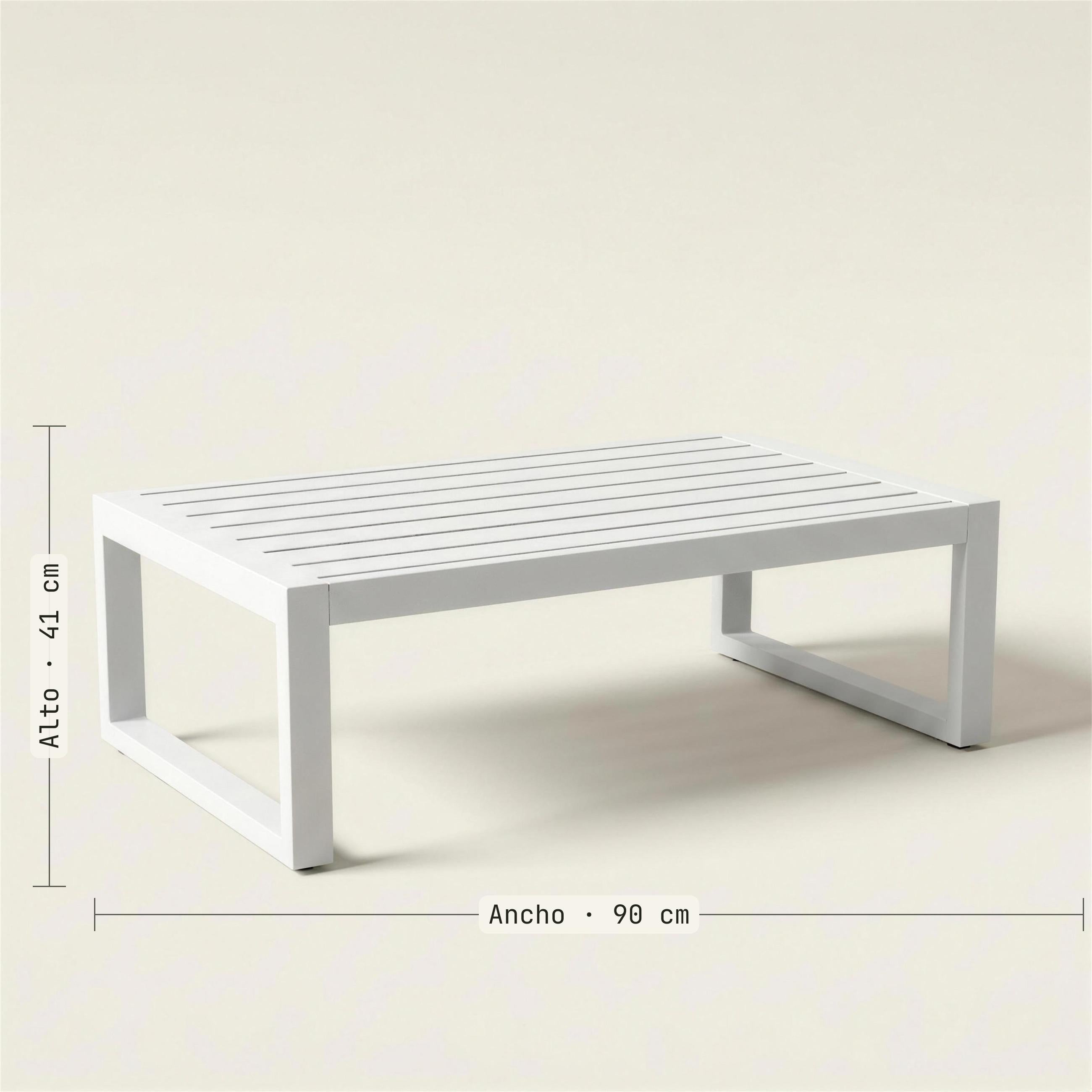 Medidas de la mesa de centro Saipros: 90 cm de ancho y 41 de alto. Se vende solo la mesa