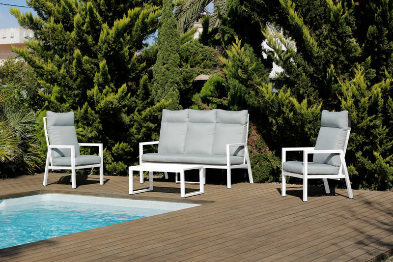 Set jardín 3 plazas · contemporáneo | sofá 3 plazas + 2 sillones + mesa 4