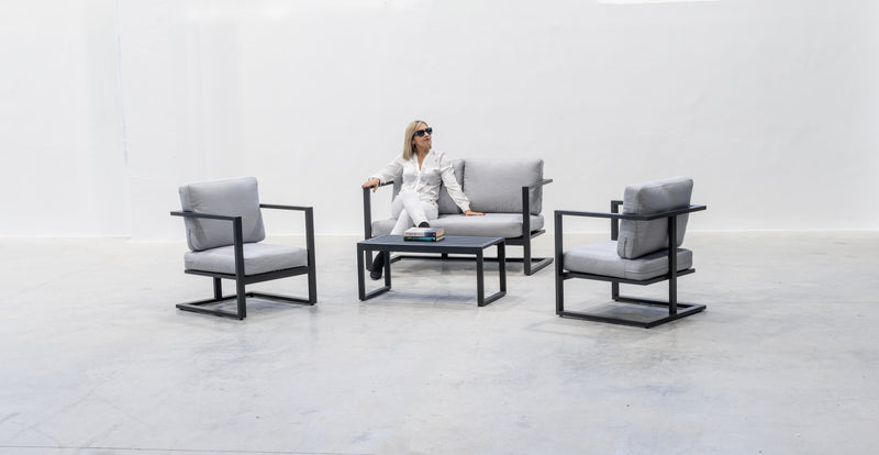 Set jardín 2 plazas · contemporáneo | sofá 2 plazas + 2 sillones + mesa 3