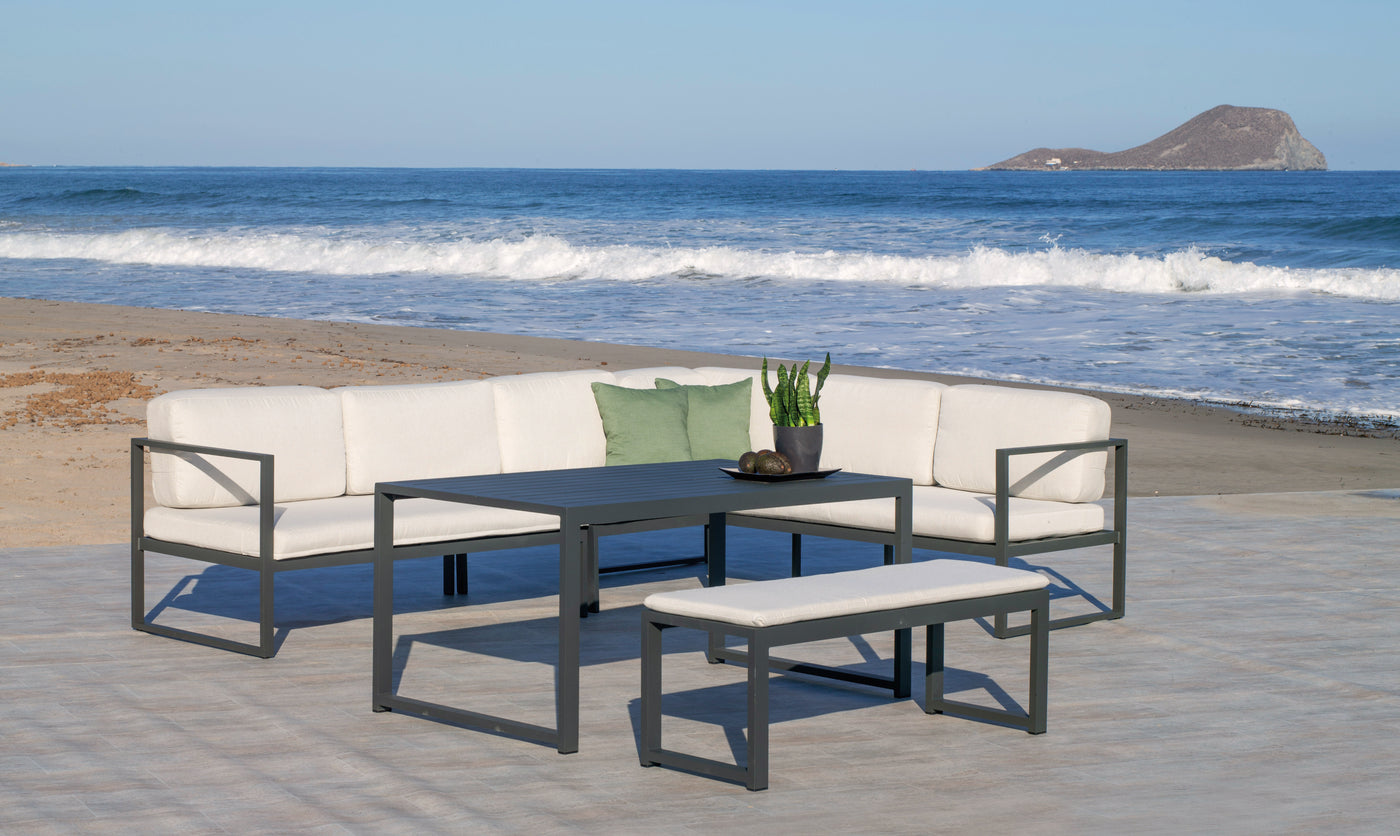 Set rinconera exterior · sofisticado | sofá de esquina + mesa de centro