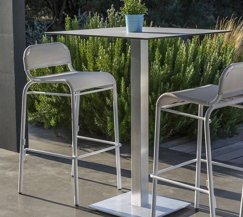 Mesa alta exterior · aluminio HPL 110 cm · vista 4