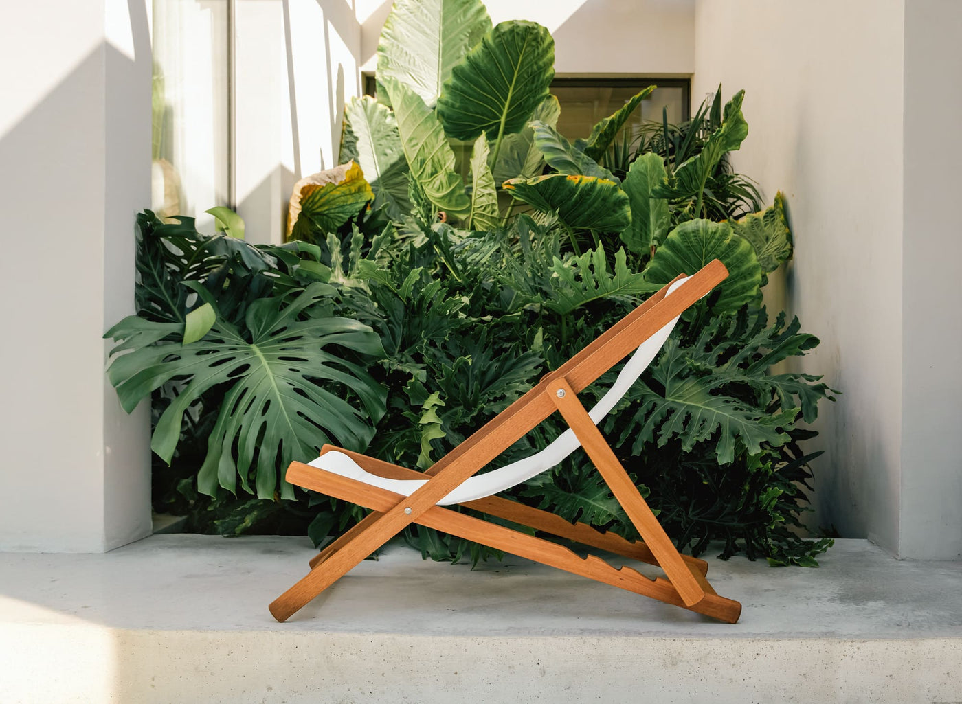 Mini tumbona exterior madera teca plegable · 59 cm · Bristol