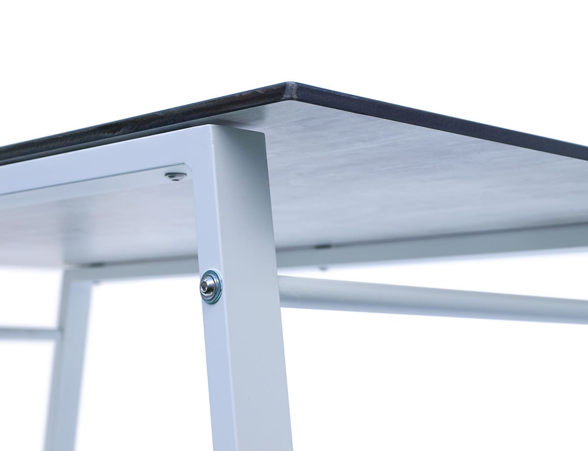 Mesa de centro exterior · aluminio HPL 110×60 cm · detalle