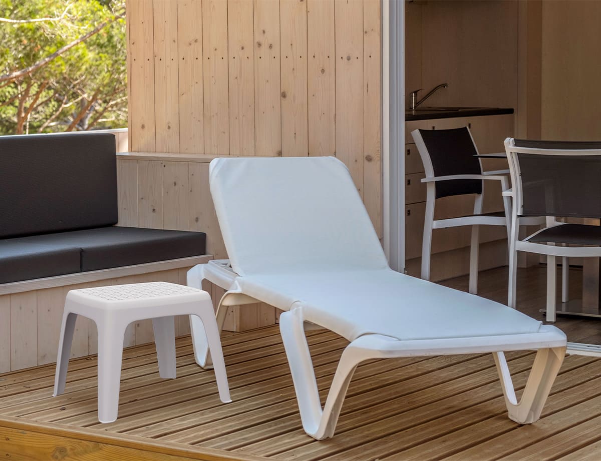 Mesa auxiliar exterior resina · 48×48 cm · Eva Pro BCN
