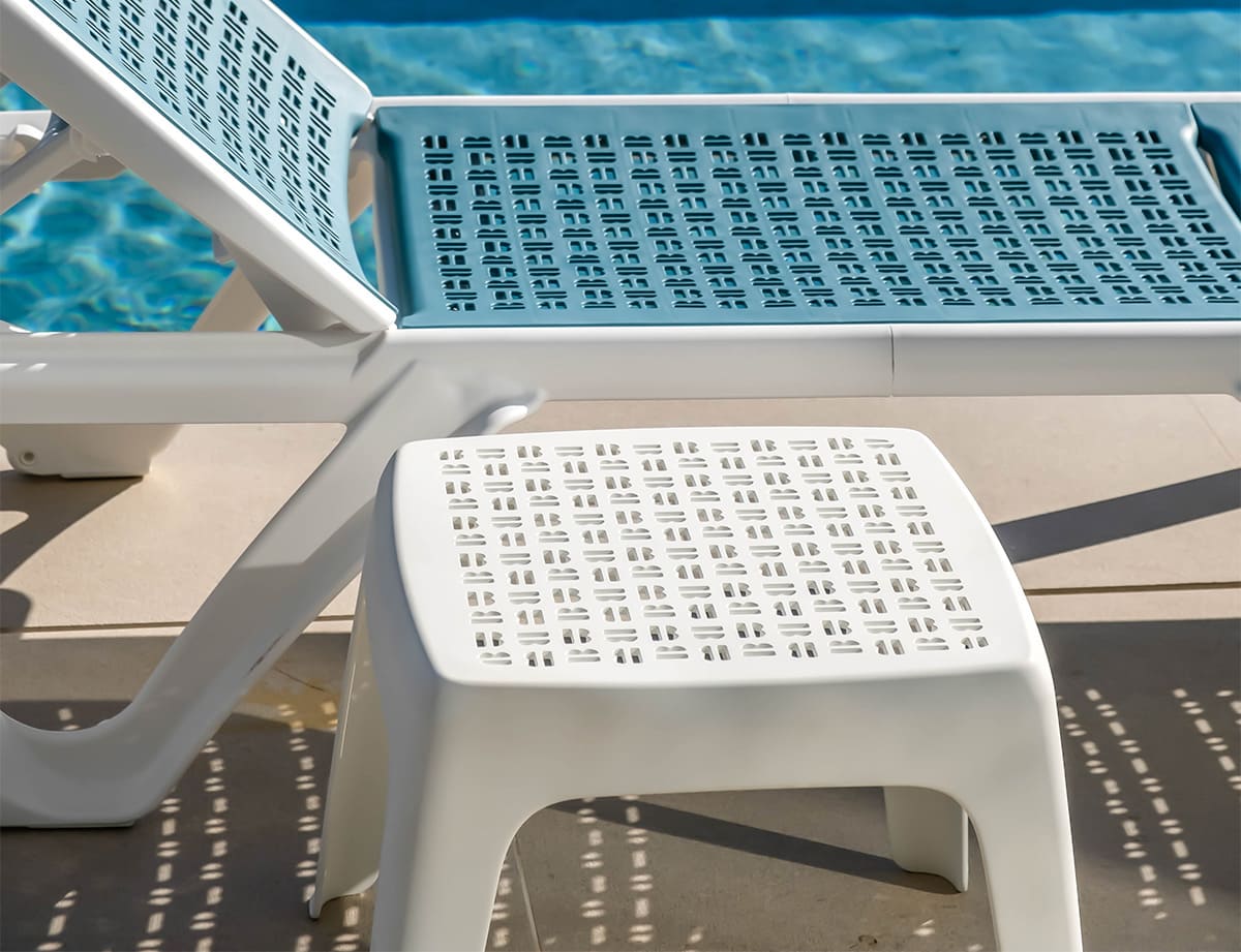 Mesa auxiliar exterior resina · 48×48 cm · Eva Pro BCN