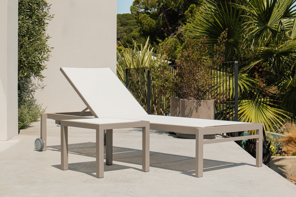 Tumbona exterior aluminio · con/sin ruedas · Olimpia