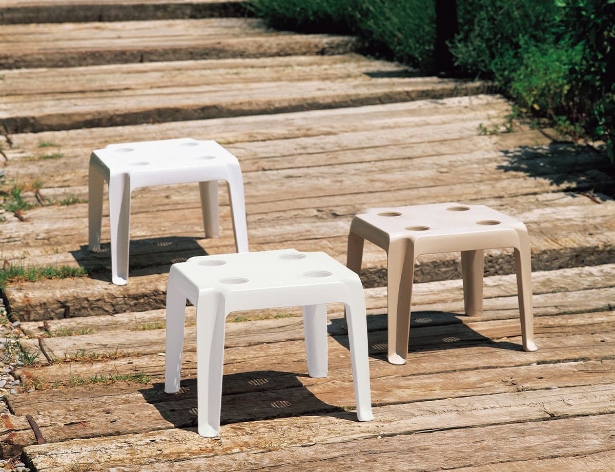 Mesa auxiliar exterior resina decorativa · 48×48 cm · Mini Prestige · vista 1