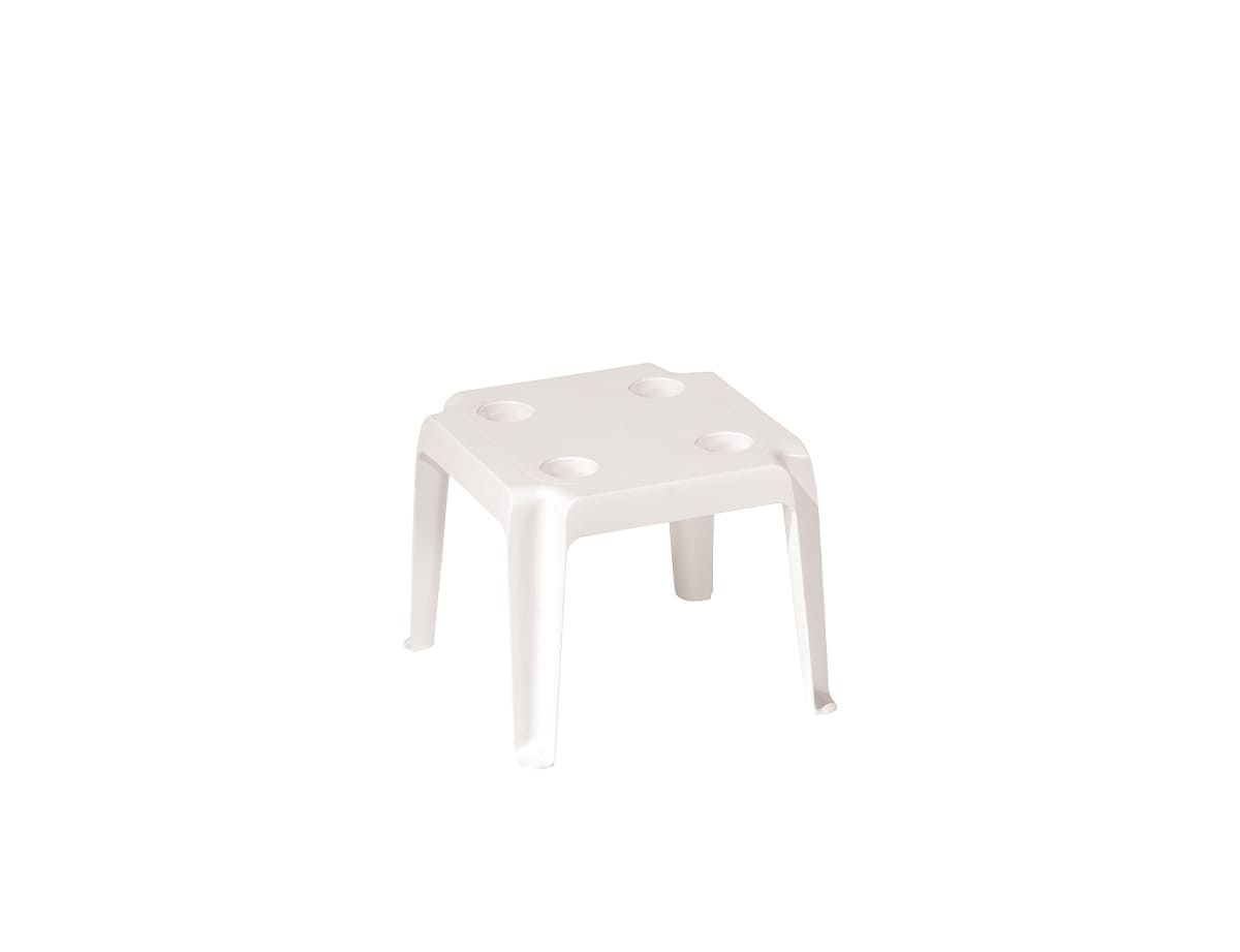 Mesa auxiliar exterior resina decorativa · 48×48 cm · Mini Prestige · blanco