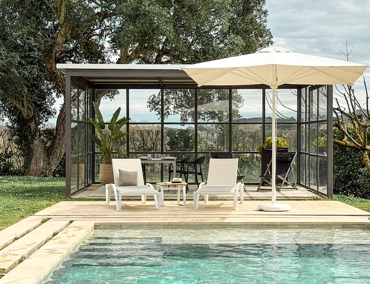 Mesa auxiliar exterior · aluminio HPL 45×45 cm · Etna · vista 4