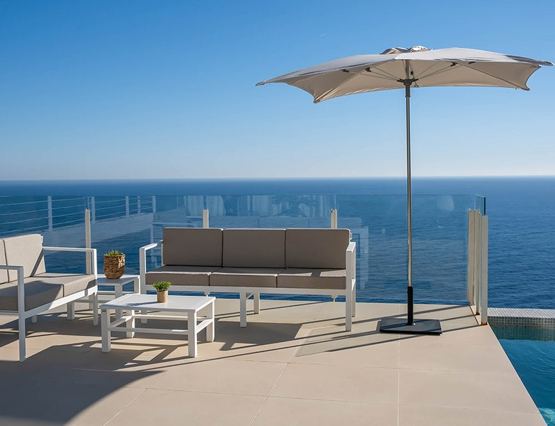 Parasol exterior acrílico · Ø200/Ø250 cm · Ocean acrílico · ambiente exterior