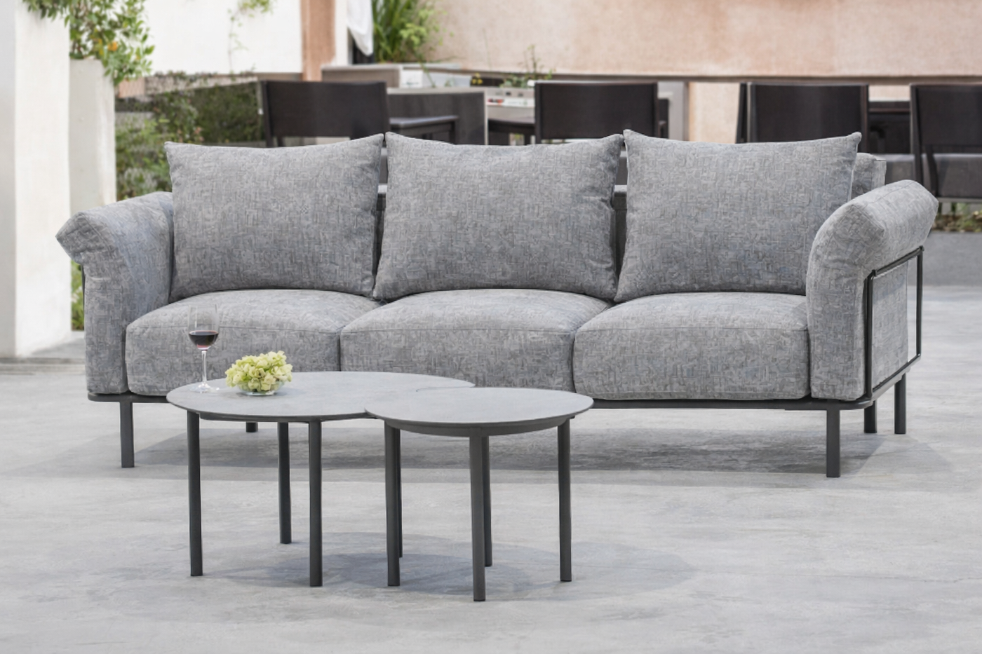 Sofá terraza aluminio 3 plazas · estilo contemporáneo | 220×90 cm