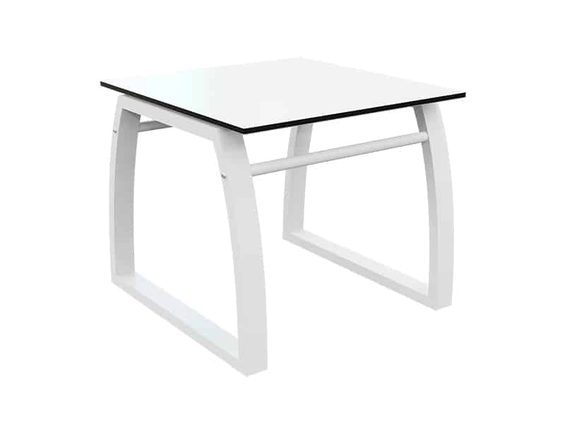 Mesa auxiliar exterior · aluminio HPL 45×45 cm · Etna · blanco