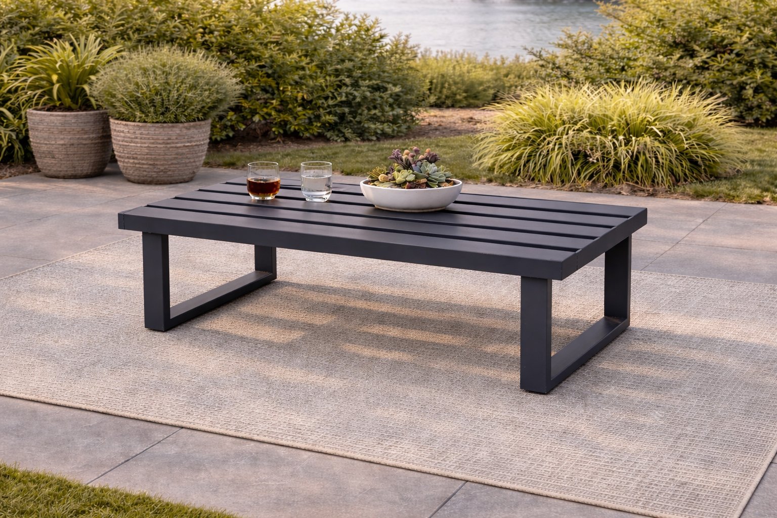 Mesa de centro exterior 125 cm · altura 42 cm · vista 2