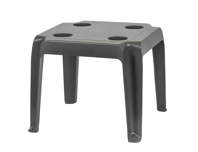 Mesa auxiliar exterior resina decorativa · 48×48 cm · Mini Prestige · gris