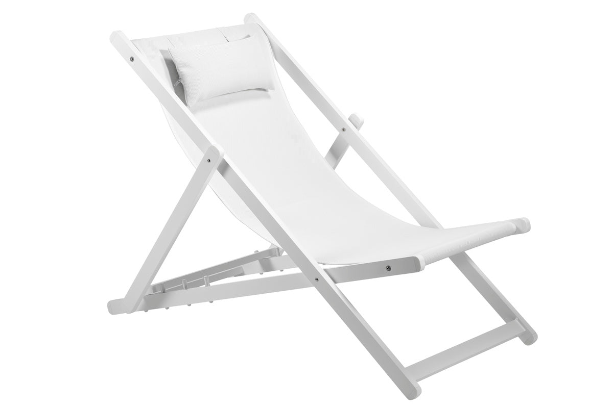 Mini tumbona exterior aluminio plegable · 62 cm · Cannes · blanco