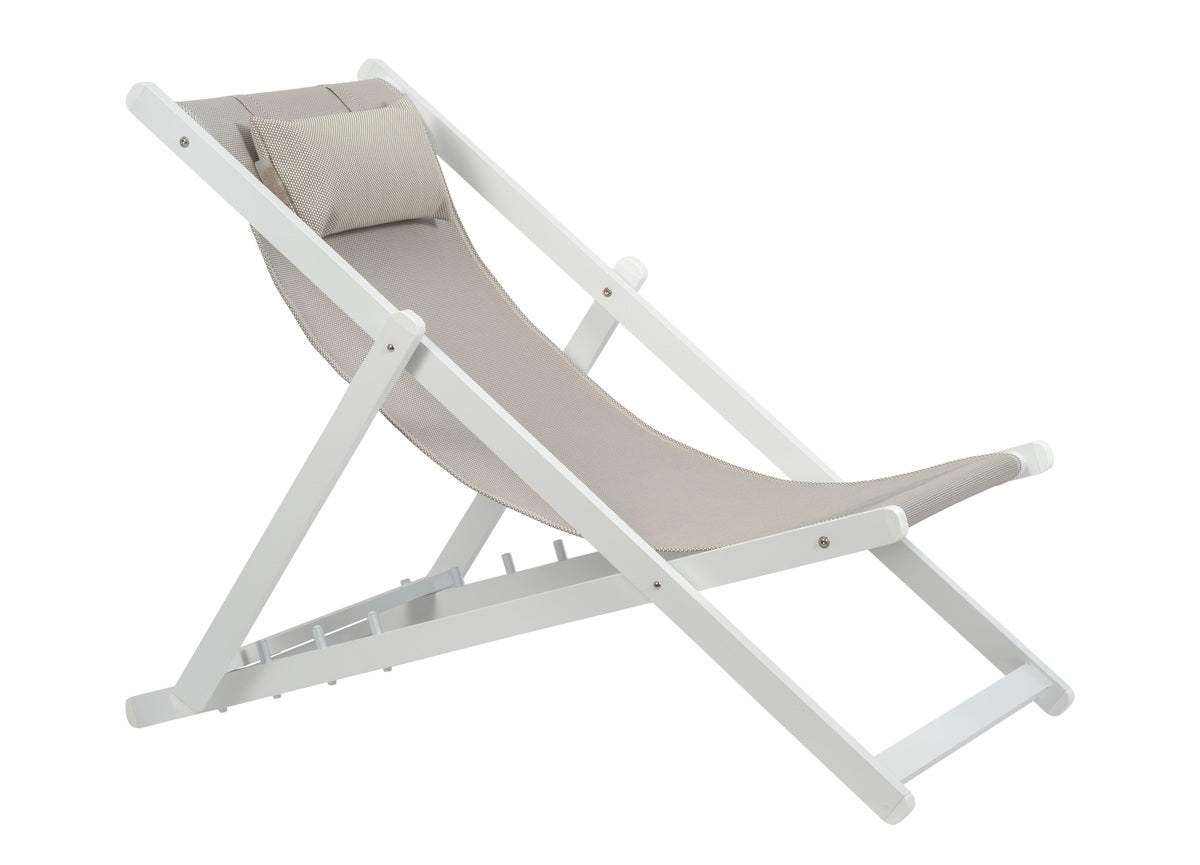 Mini tumbona exterior aluminio plegable · 62 cm · Cannes · blanco